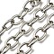Aluminium Cable Chains, with Spool, Unwelded, Oval, Platinum, 16x11.5x2.5mm, about 32.81 Feet(10m)/Roll
