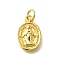 Brass Pendants, Oval, Lead Free & Cadmium Free, Real 18K Gold Plated, Rack Plating, Religion, with Jump Ring, Virgin, 14.5x9.5x2mm, Hole: 3mm