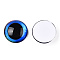 Glass Cabochons, Half Round with Eye, Blue, 20x6.5mm