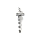 Brass Micro Pave Cubic Zirconia Pendants, Nail, With Jump Ring, Long-Lasting Plated, Lead Free & Cadmium Free, Rack Plating, Platinum, 19.5x7mm, Hole: 3mm