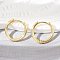 Brass Huggie Hoop Earrings, Ring, Real 18k Gold Plated, 16x17x2mm, Pin: 1mm