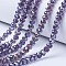 Electroplate Glass Beads Strands, AB Color Plated, Faceted, Rondelle, Indigo, 10x8mm, Hole: 1mm, about 60~61pcs/strand, 46~48cm