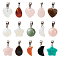Natural/Synthetic Gemstone Pendants, with Platinum Tone Brass Findings, Mixed Shapes, 17~29x12~24x5~7mm, Hole: 2x7mm, 30pcs/set