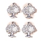 Alloy and Rhinestone Pendants, Tree with Rose Charms, White, 19x16mm