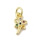Real 18K Gold Plated Brass Pave Cubic Zirconia Pendants, with Jump Rings, Dragonfly, Colorful, 11.5x7x2mm, Hole: 3mm