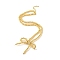 Brass Beaded Necklaces, Long-Lasting Plated, Lead Free & Cadmium Free, Bowknot, Real 18K Gold Plated, 17.05 inch(43.3cm)