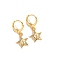 Golden Brass Micro Pave Clear Cubic Zirconia Leverback Earrings, with Enamel, Golden, Star, 28x12mm