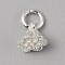 Brass Charms, with Jump Ring, Silver, Flower, 8x8x8mm, Hole: 4mm