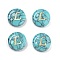 Synthetic Turquoise Beads, with Golden Tone Brass Slices, Flat Round with Letter, Letter L, 15x5.5mm, Hole: 1.4mm
