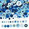 Flat Round Resin Buttons, Mixed Size, Dodger Blue, 7~25mm