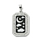 Ion Plating(IP) 304 Stainless Steel Pendants, with Enamel and Rhinestone, Rectangle with Tarot Charm, Stainless Steel Color, Black, 32x19.5x2mm, Hole: 6.5x4mm