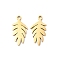 201 Stainless Steel Pendants, Laser Cut, Leafy Branch Charms, Golden, 18x9x1mm, Hole: 1.5mm