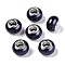 Imitation Pearl Style Resin European Beads, Large Hole Rondelle Beads, with Silver Tone Brass Double Cores, Midnight Blue, 13.5x9mm, Hole: 5mm