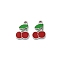 304 Stainless Steel Charms, with Enamel, Cherry Charm, Red, 10.5x7x1.2mm, Hole: 1.2mm