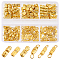 120Pcs 6 Styles Brass Screw Clasps, Column, Golden, 12~16x3~4mm, Hole: 0.5~2mm, 20pcs/style
