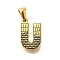Golden 304 Stainless Steel Pendants, Bark Pattern, Letter U, 18x11x2.5mm, Hole: 5.5x3mm
