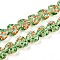 Handmade Lampwork Beads Strands, Heart with Flower, Light Green, 14~15.5x15~15.5x9~10mm, Hole: 1.2mm, about 35pcs/strand, 19.29 inch(49cm)