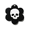Skull Theme Opaque Acrylic Pendants, Black, Flower, 33.5x31x4mm, Hole: 2mm
