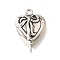 Brass Pendants, with Enamel, Heart Charms, Long-Lasting Plated, Cadmium Free & Lead Free, Rack Plating, Platinum, 16x11x3.5mm, Hole: 1.2mm