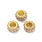 Alloy Rhinestone Clay Pave Beads, Rondelle, PeachPuff, 11.5x6.5mm, Hole: 5mm
