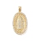 Brass Clear Cubic Zirconia Pendants, Long-Lasting Plated, Oval with Holy Virgin Charms, Golden, 30x18x3.5mm, Hole: 6x3mm