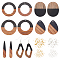 DIY Dangle Earring Making Kits, 12Pcs 6 Style Resin & Walnut Wood Pendants, Ring & Teardrop & Oval, 24Pcs 2 Style Brass Earring Hooks and 24Pcs 2 Style Brass Jump Rings, Mixed Color