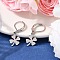 201 Stainless Steel Leverback Earrings, Clover, with Iron, Platinum, 28.5x9.5x10.5mm