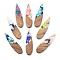 Resin and Walnut Pendants, Taerdrop, Mixed Color, 52.5x13.5x2.5mm, Hole: 1.6mm