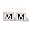 Wood European Beads, Large Hole Beads, Cube with Letter, Letter M, 30.5x30.5x29.5~30.5mm, Hole: 5mm