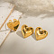 Stainless Steel Heart Stud Earring & Ring Sets, Real 18K Gold Plated, Heart: 32.5x32.7mm, Inner Diameter: 18mm