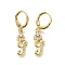Brass Clear Cubic Zirconia Hoop Earrings, Real 18K Gold Plated, Letter G, 30.5mm, pendants: 17x7x2mm