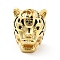 Brass Micro Pave Clear Cubic Zirconia Pendants, with Jump Ring and Enamel, Tiger Head Charm, Golden, 19x16x16mm, Jump Ring: 6x0.9mm, 4.2mm Inner Diameter