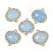 Dyed Natural White Jade Faceted Oval Links, Rack Plating Brass Micro Pave Clear Cubic Zirconia Connector Charms, Golden, Sky Blue, 20.5x17.5x4.5mm, Hole: 1.6mm