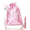 Silk Packing Pouches, Drawstring Bags, Rectangle, Pearl Pink, 18x13cm