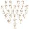 26Pcs 26 Style Golden Plated Brass Pendants, with Rhinestone, Alphabet, Letter A~Z, 17~18x9~14.5x2.5mm, Hole: 1mm, 1pc/style