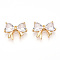 Brass Pave Clear Cubic Zirconia Charms, Bowknot, Real 18K Gold Plated, 11.5x14.5x3.5mm, Hole: 1.2mm