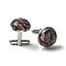 304 Stainless Steel Cuff Buttons, with Natural Rhodonite, for Apparel Accessories, Half Round, 30~31x17.5mm