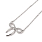 304 Stainless Steel Pendant Necklaces, Brass Micro Pave Clear Cubic Zirconia Pendant Necklaces, Bowknot, 18.50 inch(47cm) Pendant: 23x25mm