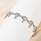 Mushroom Brass Micro Pave Clear Cubic Zirconia Link Bracelets for Women, Lead Free & Cadmium Free, Rack Plating, Platinum, 7-3/8 inch(18.7cm)