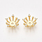 Brass Bead Caps, with Cubic Zirconia, Flower, Clear, Nickel Free, Real 18K Gold Plated, 11x5mm, Hole: 1.5mm