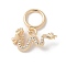 Brass Micro Pave Clear Cubic Zirconia Dragon European Dangle Charms, Large Hole Pendants, Real 18K Gold Plated, 20mm, Hole: 7.5mm