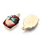 Printed Alloy Pendants, Light Glod, Food Shape, Cupcake Charms, Dark Turquoise, 20x13x2.5mm, Hole: 1.4mm