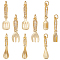 9Pcs 3 Styles Rack Plating Brass Micro Pave Cubic Zirconia Pendants, Whisk & Fork & Spatula Charm, with Jump Ring, Real 18K Gold Plated, 23~29.5x5~7.5x2~3mm, Hole: 3.4mm, 3pcs/style