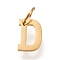 304 Stainless Steel Pendants, with Jump Rings, Manual Polishing, Golden, Letter.D, 10x7x1mm, Hole: 4.5mm