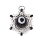 Beaded Star Eye Charms, Loom Pattern Glass Seed Beads Pendants, with Lampwork, Jump Rings, Black, 17.5x15.5x8.5mm, Hole: 2.5mm