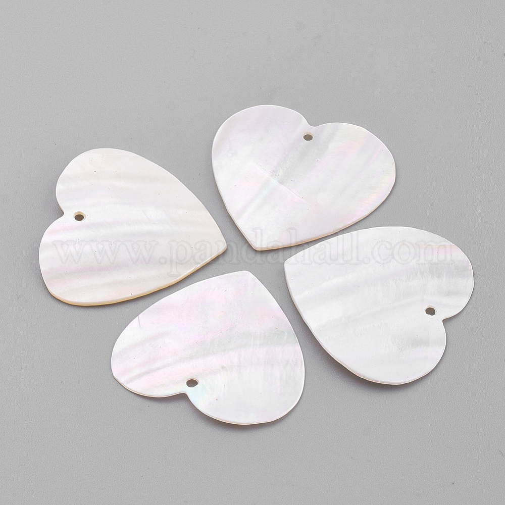 Pendentif Coeur En Capiz - Coquillage Papillon - Fabriqué Aux Philippines - Rose