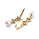 Osso con perle di imitazione di perle scintillanti orecchini pendenti con zirconi cubici per lei ZIRC-C025-29G-2