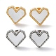 6 пара двухцветных сережек-гвоздиков в форме сердца из натуральной ракушки EJEW-A024-10-2