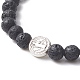 Natural Lava Rock & Alloy Saint Benedict Medal Beaded Strech Bracelet for Women BJEW-JB09345-01-2