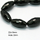 Natural Black Onyx Beads Strands G-E039-FR2-22x13mm-1
